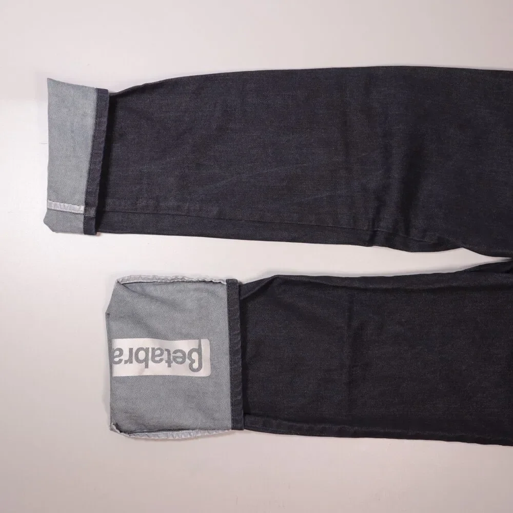 Betabrand Commuter Jeans Blue Denim Straight Leg Slim Reflective Mens 34x30